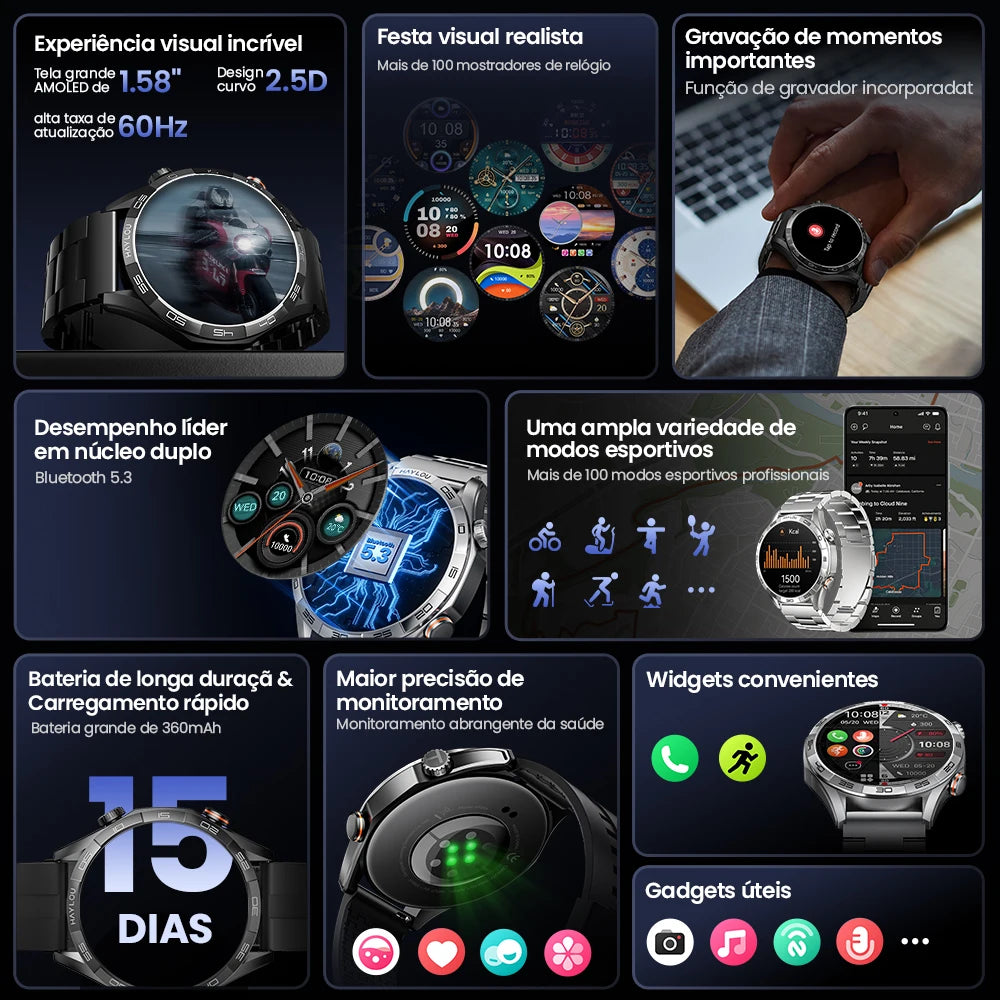 Smartwatch Solar 5 Voice Calling 1.58'' AMOLED